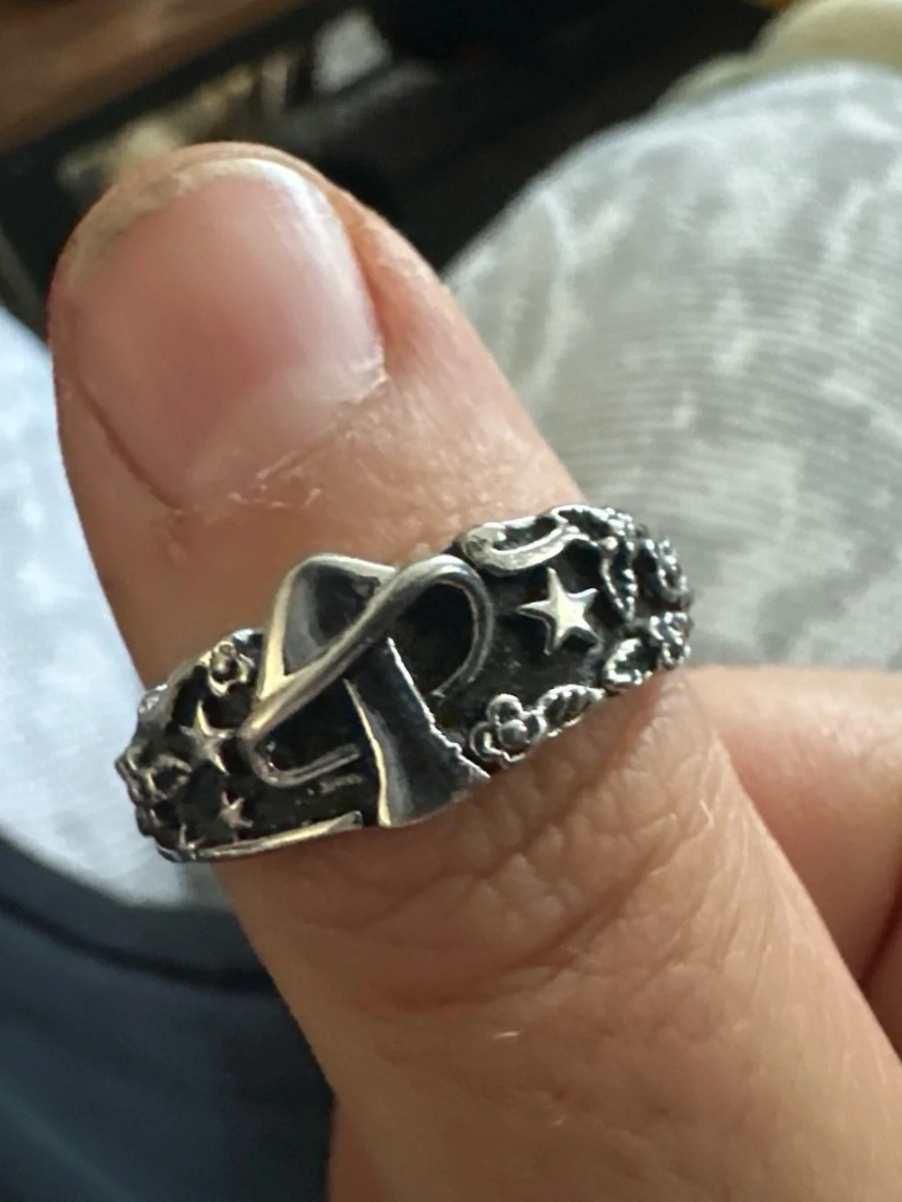 Sterling Silver Mushroom Motif Men's Ring - Silver